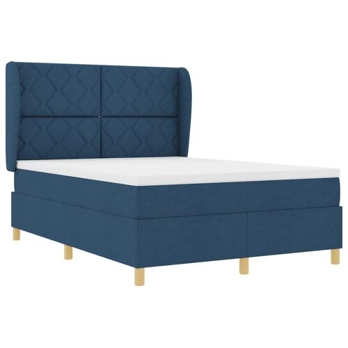 Box spring krevet s uzglavljem Plava 200 x 140 cm tkanina - Plava 140 x 200 cm Dizajn s rombovima Cijena