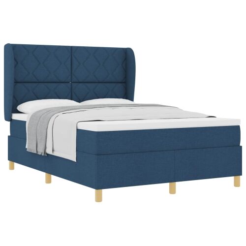 Box spring krevet s uzglavljem Plava 200 x 160 cm tkanina - Plava 160 x 200 cm Dizajn s rombovima Cijena