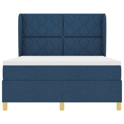 Box spring krevet s uzglavljem Plava 200 x 160 cm tkanina - Plava 160 x 200 cm Dizajn s rombovima Cijena