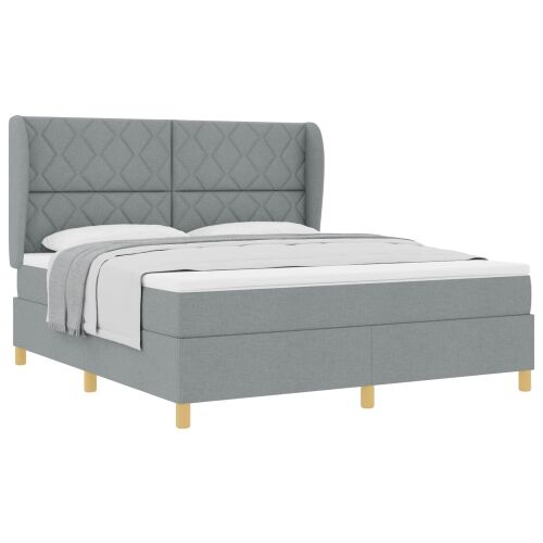 Box spring krevet Svijetlo siva 200 x 180 cm tkanina - Svjetlosiva 180 x 200 cm Dizajn s rombovima Cijena