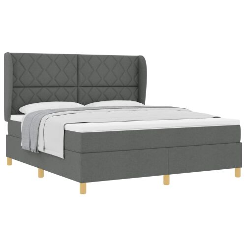 Box spring krevet Tamno siva 200 x 180 cm tkanina - Tamno siva 180 x 200 cm Dizajn s rombovima Cijena