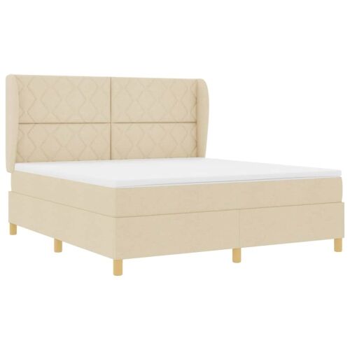 Box spring krevet s uzglavljem Krema 200 x 180 cm tkanina - Krema 180 x 200 cm Dizajn s rombovima Cijena