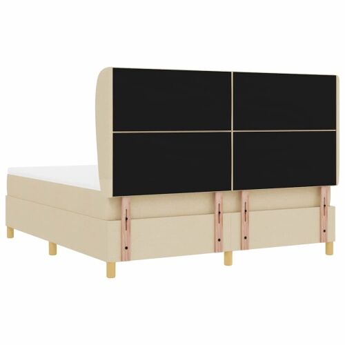 Box spring krevet s uzglavljem Krema 200 x 180 cm tkanina - Krema 180 x 200 cm Dizajn s rombovima Cijena