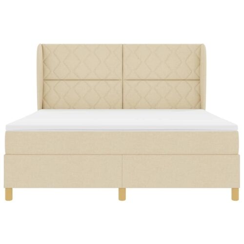 Box spring krevet s uzglavljem Krema 200 x 180 cm tkanina - Krema 180 x 200 cm Dizajn s rombovima Cijena