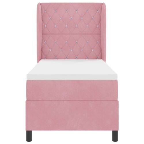 Box spring krevet s madracem Ružičasta 200 x 80 cm Baršun - Ružičasta 80 x 200 cm Kristal s dugmadima Cijena