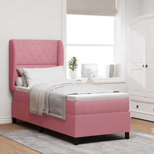 Box spring krevet s madracem Ružičasta 200 x 80 cm Baršun - Ružičasta 80 x 200 cm Kristal s dugmadima Cijena