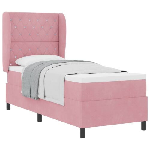 Box spring krevet s madracem Ružičasta 200 x 80 cm Baršun - Ružičasta 80 x 200 cm Kristal s dugmadima Cijena