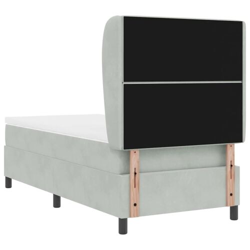 Box spring krevet Svijetlo siva 190 x 90 cm Baršun - Svjetlosiva 90 x 190 cm Kristal s dugmadima Cijena