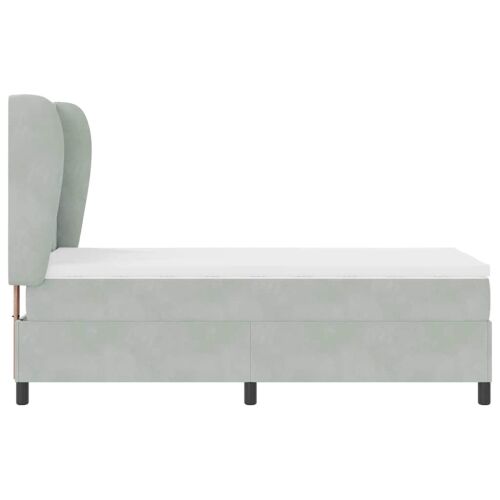 Box spring krevet Svijetlo siva 190 x 90 cm Baršun - Svjetlosiva 90 x 190 cm Kristal s dugmadima Cijena