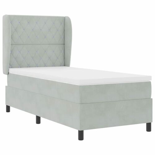 Box spring krevet Svijetlo siva 190 x 90 cm Baršun - Svjetlosiva 90 x 190 cm Kristal s dugmadima Cijena