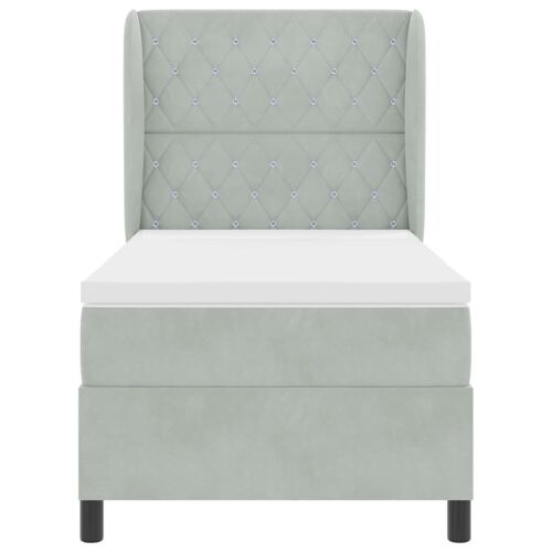 Box spring krevet Svijetlo siva 190 x 90 cm Baršun - Svjetlosiva 90 x 190 cm Kristal s dugmadima Cijena