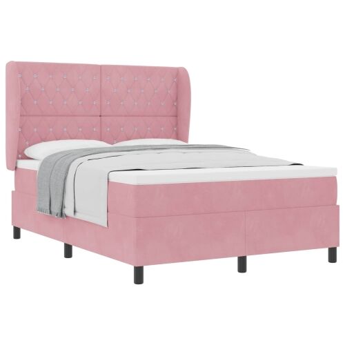 Box spring krevet s madracem Ružičasta 200 x 160 cm Baršun - Ružičasta 160 x 200 cm Kristal s dugmadima Cijena
