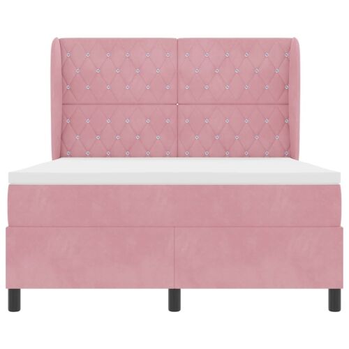 Box spring krevet s madracem Ružičasta 200 x 160 cm Baršun - Ružičasta 160 x 200 cm Kristal s dugmadima Cijena