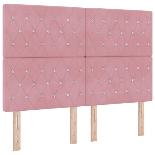 Box spring krevet s madracem Ružičasta 200 x 160 cm Baršun - Ružičasta 160 x 200 cm Kristal s dugmadima Cijena
