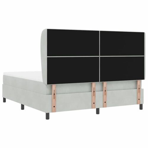 Box spring krevet Svijetlo siva 200 x 180 cm Baršun - Svjetlosiva 180 x 200 cm Kristal s dugmadima Cijena