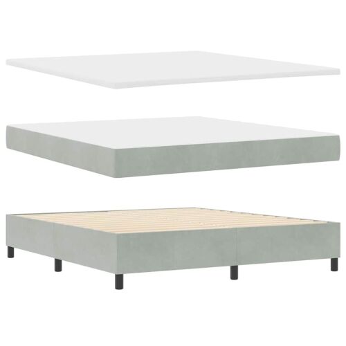 Box spring krevet Svijetlo siva 200 x 180 cm Baršun - Svjetlosiva 180 x 200 cm Kristal s dugmadima Cijena