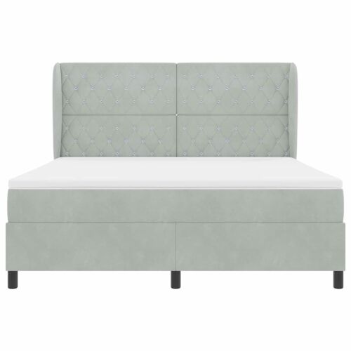 Box spring krevet Svijetlo siva 200 x 180 cm Baršun - Svjetlosiva 180 x 200 cm Kristal s dugmadima Cijena