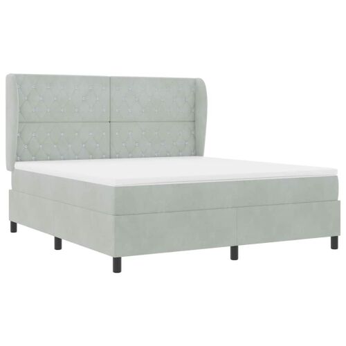 Box spring krevet Svijetlo siva 200 x 180 cm Baršun - Svjetlosiva 180 x 200 cm Kristal s dugmadima Cijena