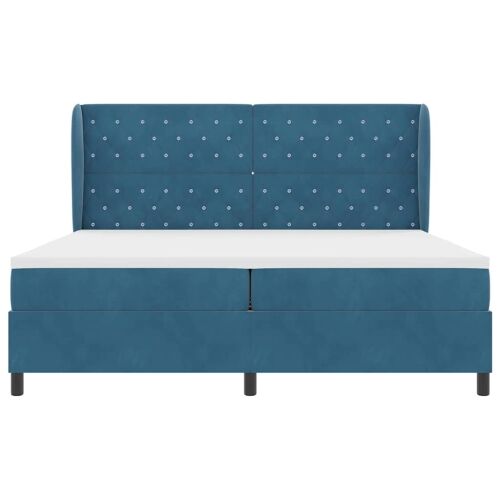 Box spring krevet Tamno plava 200 x 200 cm Baršun - Tamno plava 200 x 200 cm Kristal s dugmadima Cijena