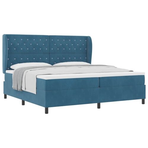 Box spring krevet Tamno plava 200 x 200 cm Baršun - Tamno plava 200 x 200 cm Kristal s dugmadima Cijena