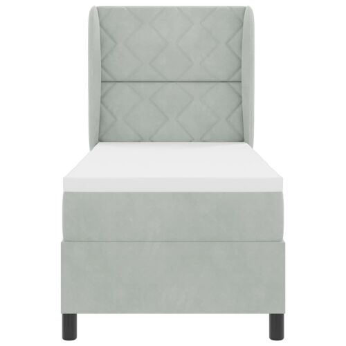 Box spring krevet Svijetlo siva 200 x 80 cm Baršun - Svjetlosiva 80 x 200 cm Dizajn s rombovima Cijena