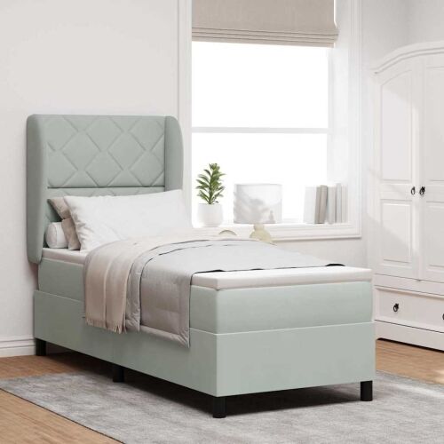 Box spring krevet Svijetlo siva 200 x 80 cm Baršun - Svjetlosiva 80 x 200 cm Dizajn s rombovima Cijena