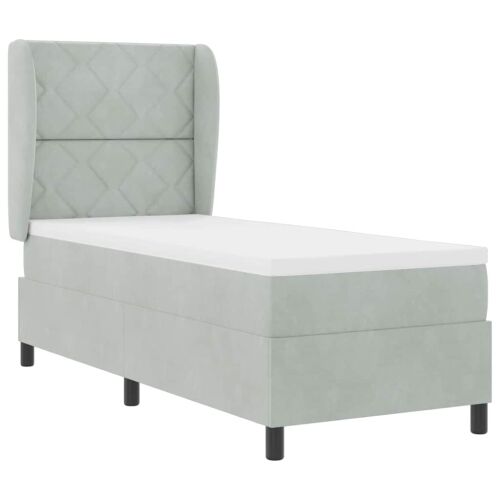 Box spring krevet Svijetlo siva 200 x 80 cm Baršun - Svjetlosiva 80 x 200 cm Dizajn s rombovima Cijena