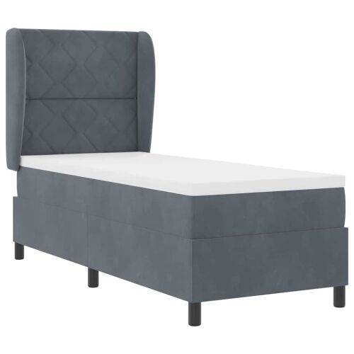 Box spring krevet Tamno siva 200 x 80 cm Baršun - Tamno siva 80 x 200 cm Dizajn s rombovima Cijena