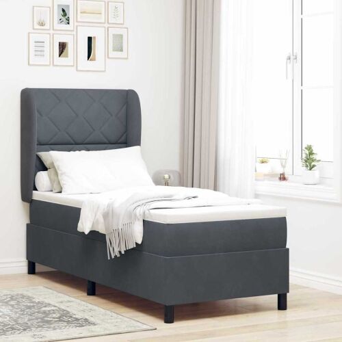 Box spring krevet Tamno siva 200 x 80 cm Baršun - Tamno siva 80 x 200 cm Dizajn s rombovima Cijena