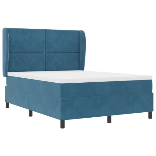 Box spring krevet Tamno plava 190 x 140 cm Baršun - Tamno plava 140 x 190 cm Dizajn s rombovima Cijena