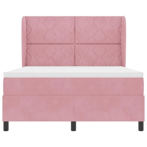Box spring krevet Ružičasta 190 x 140 cm Baršun - Ružičasta 140 x 190 cm Dizajn s rombovima Cijena