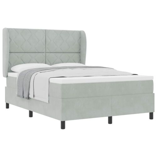 Box spring krevet Svijetlo siva 200 x 160 cm Baršun - Svjetlosiva 160 x 200 cm Dizajn s rombovima Cijena