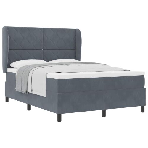 Box spring krevet Tamno siva 200 x 160 cm Baršun - Tamno siva 160 x 200 cm Dizajn s rombovima Cijena