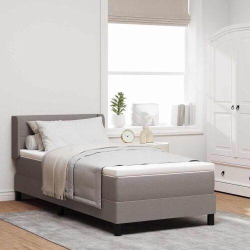 Box spring krevet Sivo-smeđa 190 x 90 cm tkanina - Sivo-smeđa 90 x 190 cm Prošiveno gumbima Cijena