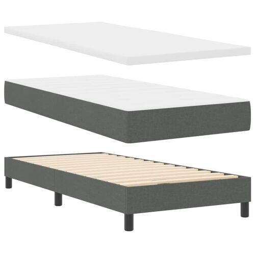 Box spring krevet Tamno siva 200 x 200 cm tkanina - Tamno siva 200 x 200 cm Prošiveno gumbima Cijena