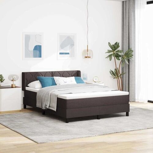 Box spring krevet Tamno smeđa 190 x 140 cm tkanina - Tamno smeđa 140 x 190 cm Dizajn s rombovima Cijena