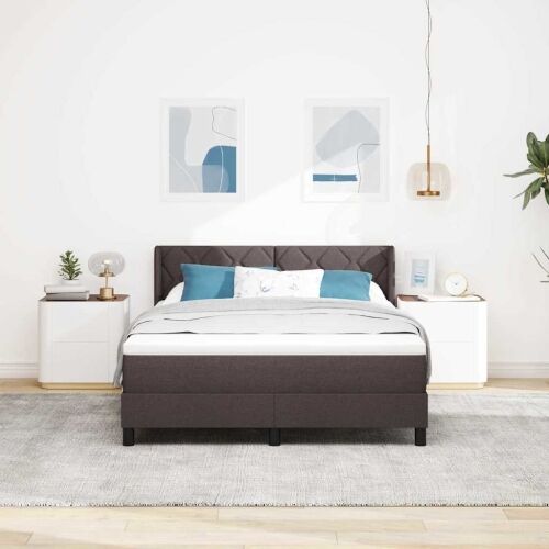 Box spring krevet Tamno smeđa 190 x 140 cm tkanina - Tamno smeđa 140 x 190 cm Dizajn s rombovima Cijena