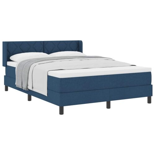 Box spring krevet s uzglavljem Plava 200 x 160 cm tkanina - Plava 160 x 200 cm Dizajn s rombovima Cijena