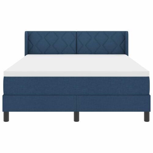 Box spring krevet s uzglavljem Plava 200 x 160 cm tkanina - Plava 160 x 200 cm Dizajn s rombovima Cijena
