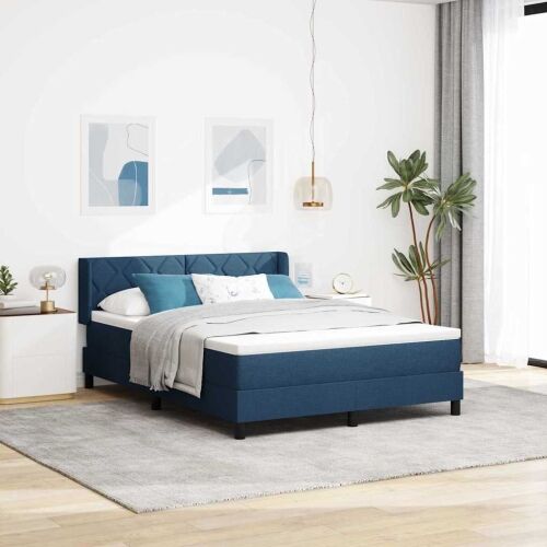 Box spring krevet s uzglavljem Plava 200 x 160 cm tkanina - Plava 160 x 200 cm Dizajn s rombovima Cijena