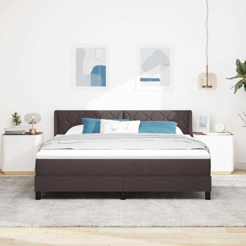 Box spring krevet Tamno smeđa 200 x 180 cm tkanina - Tamno smeđa 180 x 200 cm Dizajn s rombovima Cijena