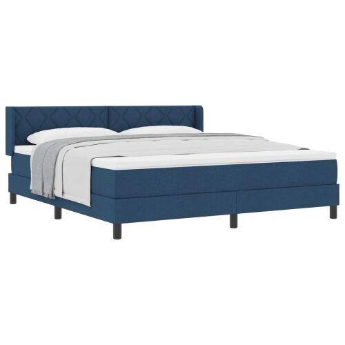 Box spring krevet s uzglavljem Plava 200 x 180 cm tkanina - Plava 180 x 200 cm Dizajn s rombovima Cijena