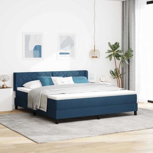 Box spring krevet s uzglavljem Plava 200 x 180 cm tkanina - Plava 180 x 200 cm Dizajn s rombovima Cijena