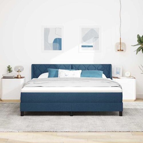 Box spring krevet s uzglavljem Plava 200 x 180 cm tkanina - Plava 180 x 200 cm Dizajn s rombovima Cijena