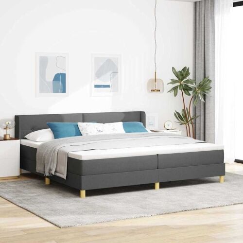 Box spring krevet Tamno siva 200 x 200 cm tkanina - Tamno siva 200 x 200 cm Prošiveno gumbima Cijena