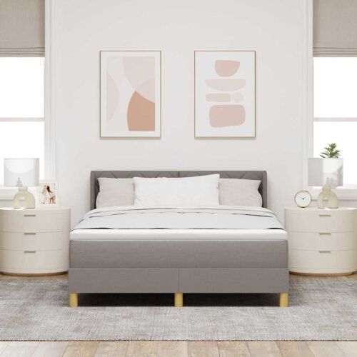 Box spring krevet Sivo-smeđa 190 x 140 cm tkanina - Sivo-smeđa 140 x 190 cm Dizajn s rombovima Cijena
