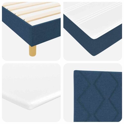 Box spring krevet s uzglavljem Plava 190 x 140 cm tkanina - Plava 140 x 190 cm Dizajn s rombovima Cijena