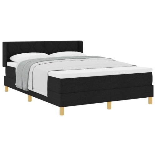Box spring krevet s uzglavljem Crna 200 x 140 cm tkanina - Crna 140 x 200 cm Dizajn s rombovima Cijena
