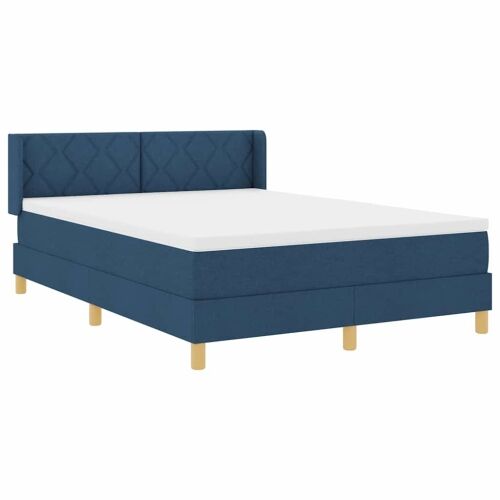 Box spring krevet s jastukom Plava 200 x 140 cm tkanina - Plava 140 x 200 cm Dizajn s rombovima Cijena