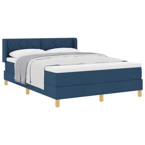 Box spring krevet s uzglavljem Plava 200 x 160 cm tkanina - Plava 160 x 200 cm Dizajn s rombovima Cijena